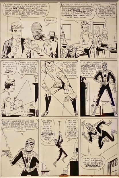 The first appearance of Spider-Man. On loan to the Marvel Universe of Super Heroes Exhibition by the Library of Congress.